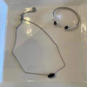 Kendra Scott Silver & onyx/black matching pendant necklace and bracelet